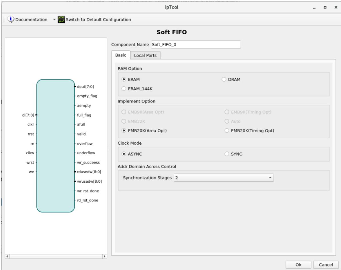 TD 中 Soft FIFO IP 的 Basic 配置界面