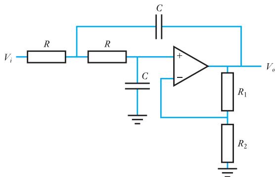 图 15.13(a)：低通有源滤波器（Sallen–Key）
