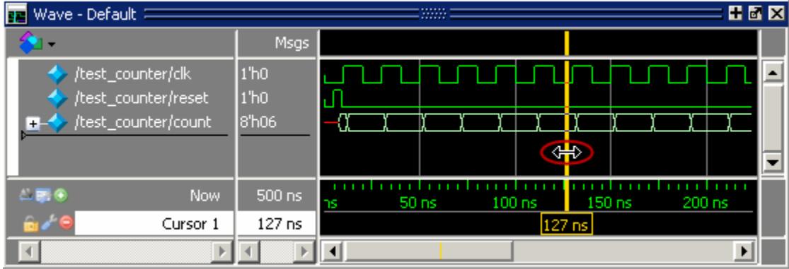 Working with a Single Cursor in the Wave Window