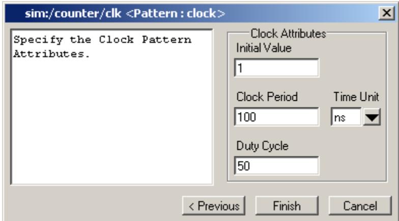 Specifying Clock Pattern Attributes