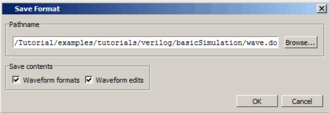 Save Format Dialog Box