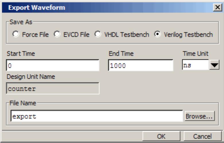 The Export Waveform Dialog Box