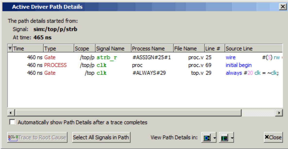 Active Driver Path Details 窗口