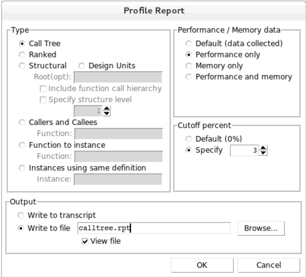 Profile Report 对话框