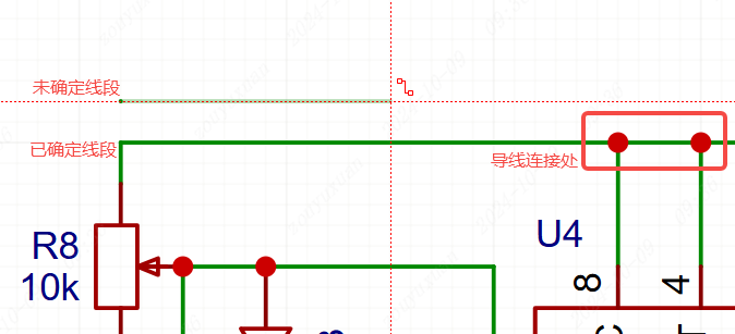 图 11-2 绘制导线：已确定部分为实线，未确定部分为半透明